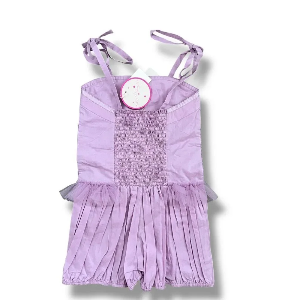 NWT! Tutu du Monde Lavender Purple Sequin Tulle Shorts Romper Onesie Size 8-9